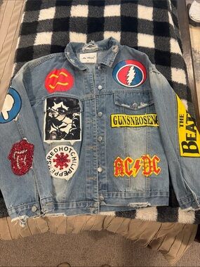 Denim Patch Jean Jacket - Blue with Band Patches